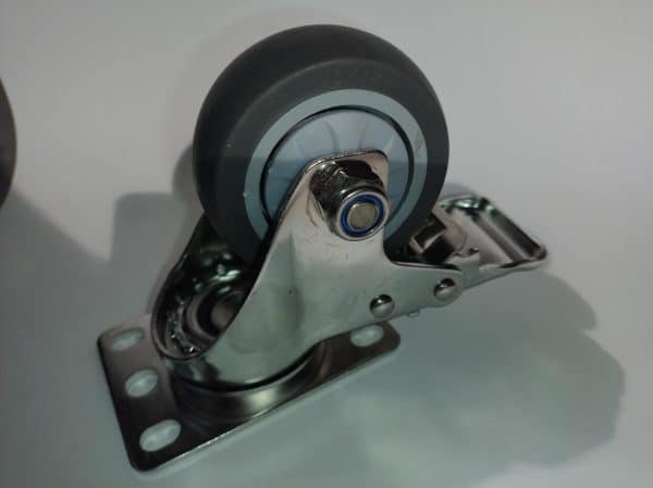 4 RVS zwenkwielen, geremd, met kogellager, 75 mm, rubber loopvlak - Image 4