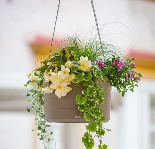 hanging flowerpot taupe with water tank